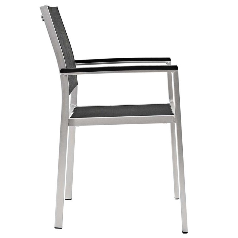 Modway Shore 9-Piece Extendable Aluminum Patio Dining Set in Silver and Black