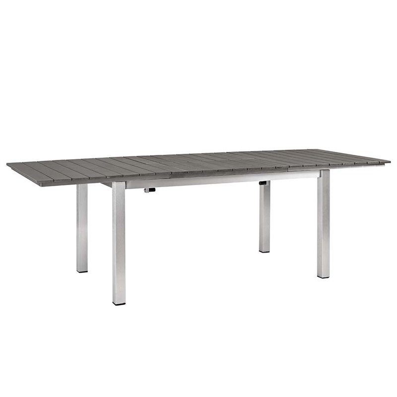 Modway Shore 7-Piece Extendable Aluminum Patio Dining Set in Silver and Gray