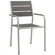 Modway Shore 7-Piece Extendable Aluminum Patio Dining Set in Silver and Gray