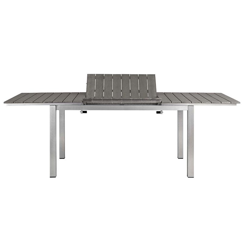 Modway Shore 9-Piece Extendable Aluminum Patio Dining Set in Silver and Gray