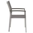 Modway Shore Fabric and Aluminum Patio Dining Arm Chair in Silver/Gray