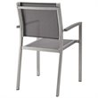 Modway Shore Fabric and Aluminum Patio Dining Arm Chair in Silver/Gray