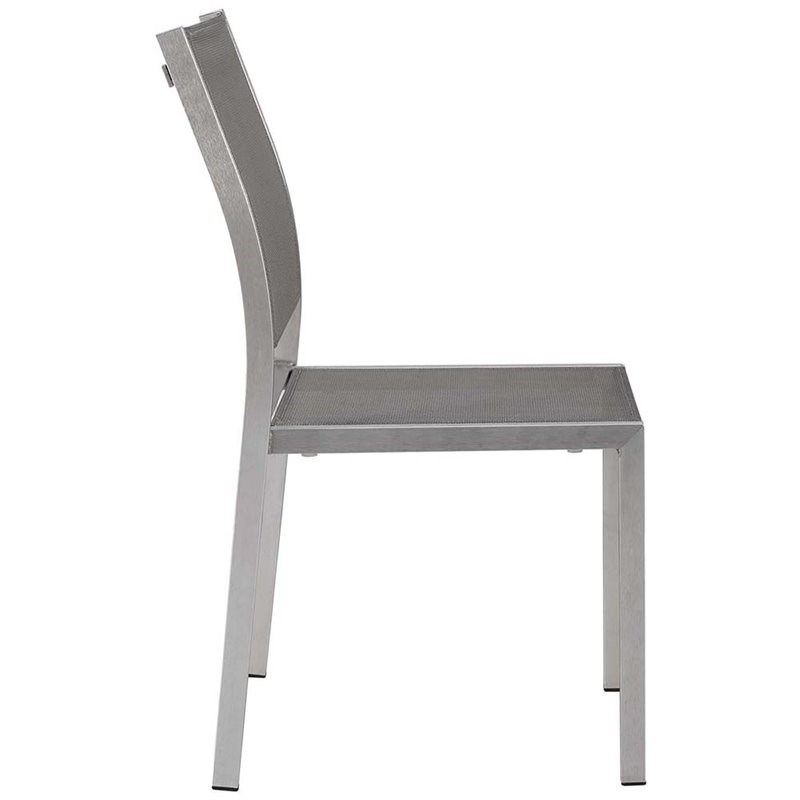 Modway Shore Aluminum Fabric Patio Dining Side Chairs in Silver/Gray (Set of 2)