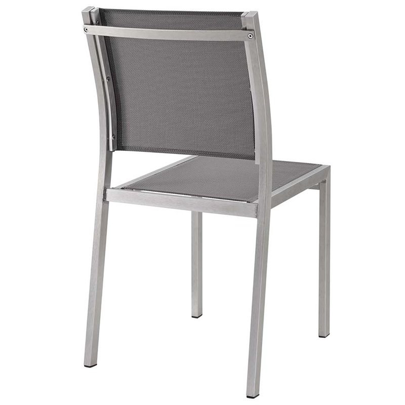 Modway Shore Aluminum Fabric Patio Dining Side Chairs in Silver/Gray (Set of 2)