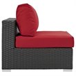 Modway Sojourn Aluminum Fabric and Rattan Patio Armless Chair in Canvas/Red