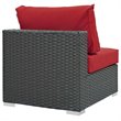 Modway Sojourn Aluminum Fabric and Rattan Patio Armless Chair in Canvas/Red