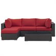 Modway Sojourn 5-Piece Aluminum and Rattan Patio Sectional Set in Canvas/Red