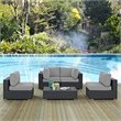 Modway Sojourn 5-Piece Aluminum and Rattan Patio Sectional Set - Canvas/Gray