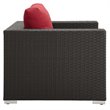 Modway Sojourn Aluminum and Rattan Patio Armchair in Canvas/Red