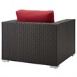 Modway Sojourn Aluminum and Rattan Patio Armchair in Canvas/Red