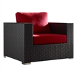 Modway Sojourn Aluminum and Rattan Patio Armchair in Canvas/Red