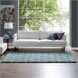 Modway Solvea 5' x 8' Moroccan Trellis Shag Area Rug in Blue and Ivory