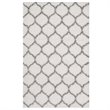 Modway Solvea 5' x 8' Moroccan Trellis Shag Area Rug in Ivory and Gray