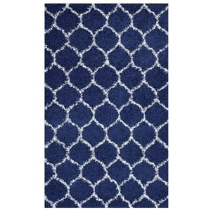 Modway Solvea 8' x 10' Moroccan Trellis Shag Area Rug in Navy