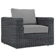 Modway Summon 3-Piece Aluminum and Rattan Patio Sectional Set in Canvas/Gray
