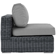 Modway Summon Aluminum and Rattan Patio Armless Sofa Chair in Canvas/Gray