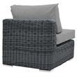 Modway Summon Aluminum and Rattan Patio Armless Sofa Chair in Canvas/Gray