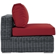 Modway Summon Aluminum and Rattan Patio Armless Sofa Chair in Canvas/Red