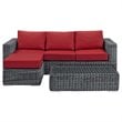 Modway Summon 3-Piece Aluminum Rattan Patio Sectional Set in Canvas/Red