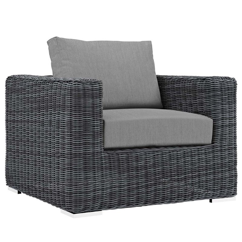 Modway Summon 7-Piece Aluminum Rattan Patio Sectional Set in Canvas/Gray