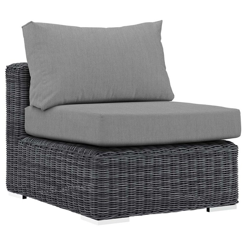 Modway Summon 7-Piece Aluminum Rattan Patio Sectional Set in Canvas/Gray