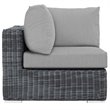 Modway Summon Aluminum and Rattan Patio Corner Chair in Canvas/Gray