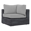 Modway Summon Aluminum and Rattan Patio Corner Chair in Canvas/Gray