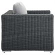 Modway Summon Aluminum Fabric and Rattan Patio Armchair in Canvas/Gray