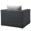 Modway Summon Aluminum Fabric and Rattan Patio Armchair in Canvas/Gray