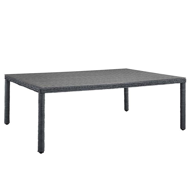 Modway Summon 11-Piece Rattan Fabric Patio Dining Set in Canvas Gray/Red