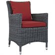 Modway Summon 11-Piece Rattan Fabric Patio Dining Set in Canvas Gray/Red