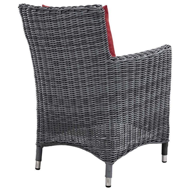 Modway Summon 11-Piece Rattan Fabric Patio Dining Set in Canvas Gray/Red