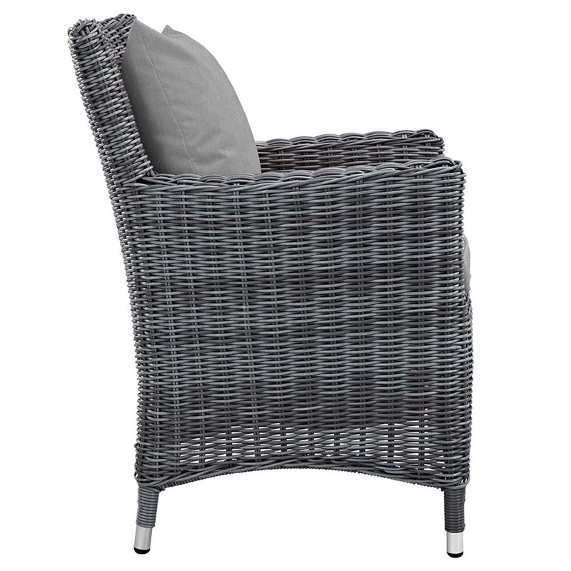 Modway Summon Dining Aluminum and Rattan Patio Armchair in Canvas/Gray