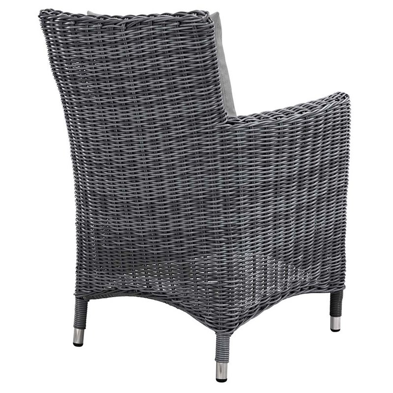 Modway Summon Dining Aluminum and Rattan Patio Armchair in Canvas/Gray