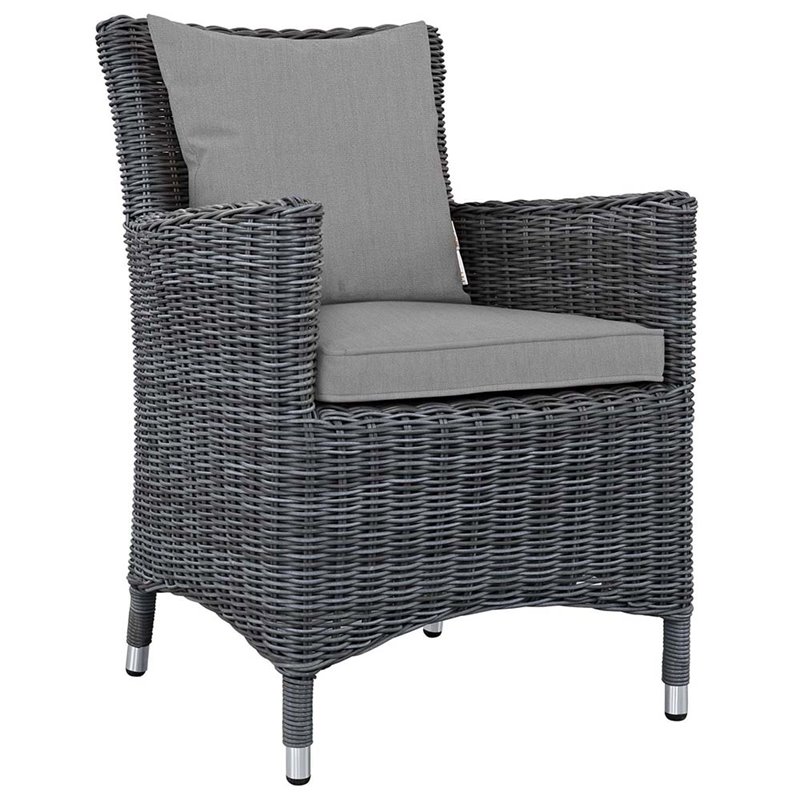 Modway Summon 4-Piece Rattan Fabric Patio Dining Chairs in Canvas/Gray