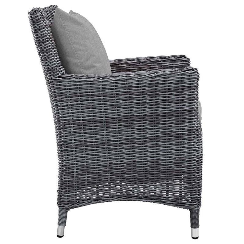 Modway Summon 4-Piece Rattan Fabric Patio Dining Chairs in Canvas/Gray