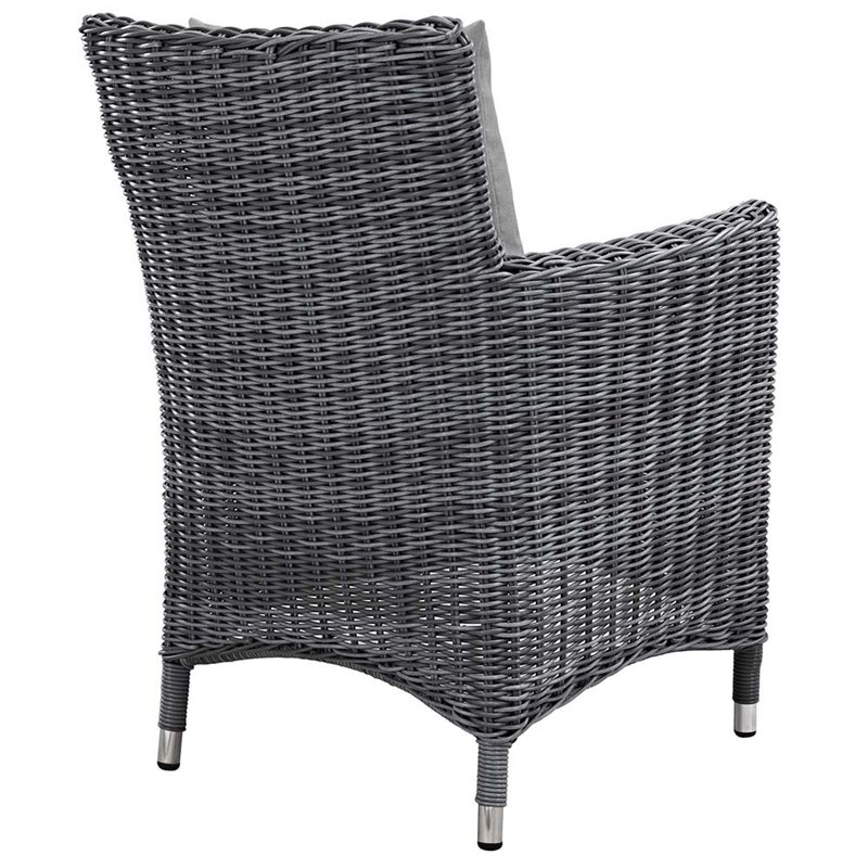 Modway Summon 4-Piece Rattan Fabric Patio Dining Chairs in Canvas/Gray