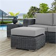 Modway Summon Aluminum and Rattan Patio Ottoman in Canvas/Gray