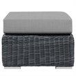 Modway Summon Aluminum and Rattan Patio Ottoman in Canvas/Gray