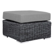 Modway Summon Aluminum and Rattan Patio Ottoman in Canvas/Gray