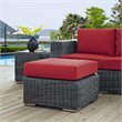 Modway Summon Aluminum and Rattan Patio Ottoman in Canvas/Red