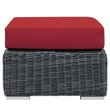 Modway Summon Aluminum and Rattan Patio Ottoman in Canvas/Red