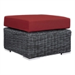 Modway Summon Aluminum and Rattan Patio Ottoman in Canvas/Red