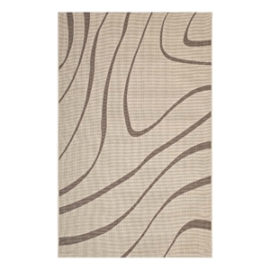 Modway Surge 94.5x122&quot Polypropylene Swirl Abstract Area Rug in Light/Dark Beige