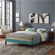 Modway Tessie King Polyester Fabric Bed Frame with Squared Tapered Legs in Teal