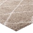 Modway Toryn 5' x 8' Diamond Lattice Shag Area Rug in Beige and Ivory