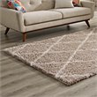 Modway Toryn 5' x 8' Diamond Lattice Shag Area Rug in Beige and Ivory