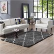 Modway Toryn 5' x 8' Diamond Lattice Shag Area Rug in Gray and Ivory