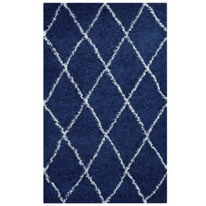 Modway Toryn 5' x 8' Diamond Lattice Shag Area Rug in Navy and Ivory
