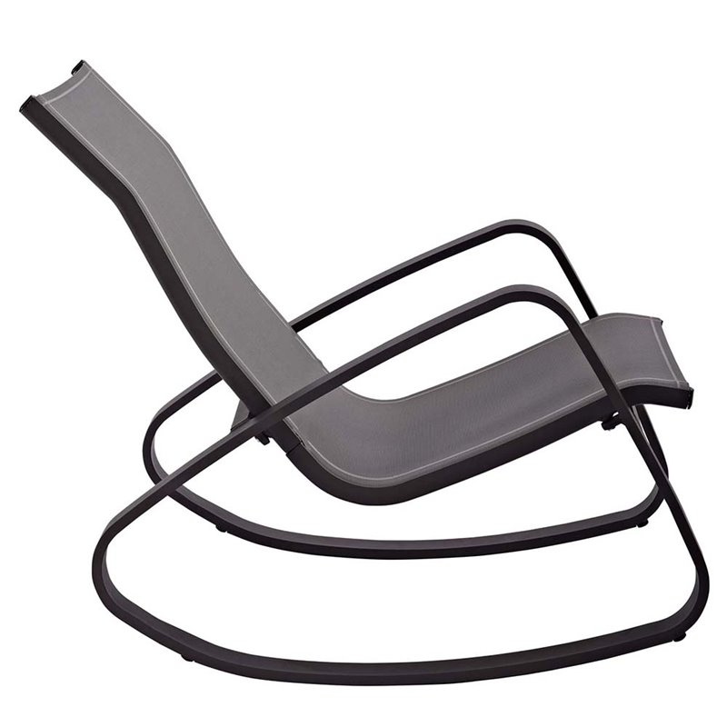 Modway Traveler Mesh Fabric & Aluminum Patio Rocker in Black